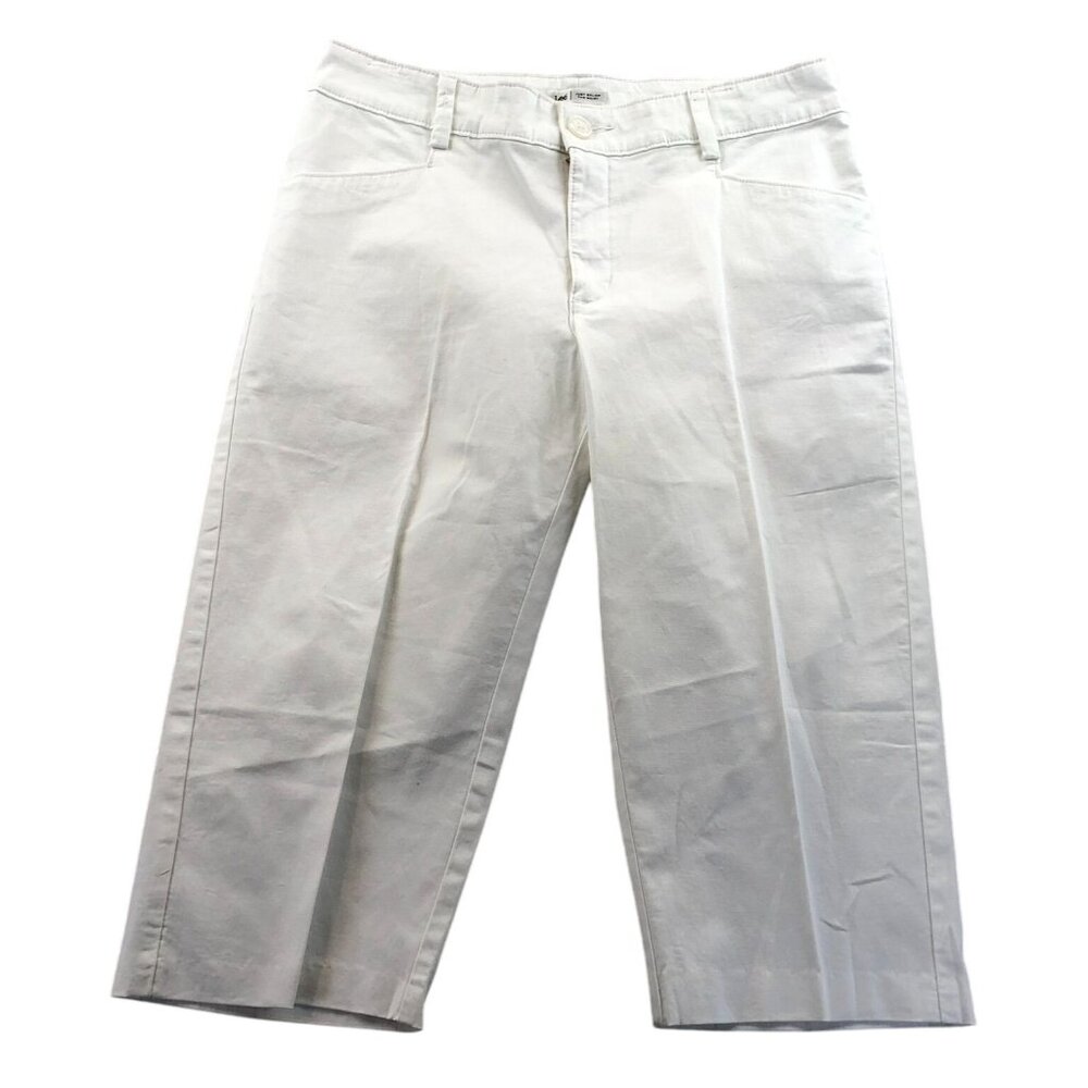 Lee Womens Capri Pants 8M Just Below The Waist White Stretch Classic Casual